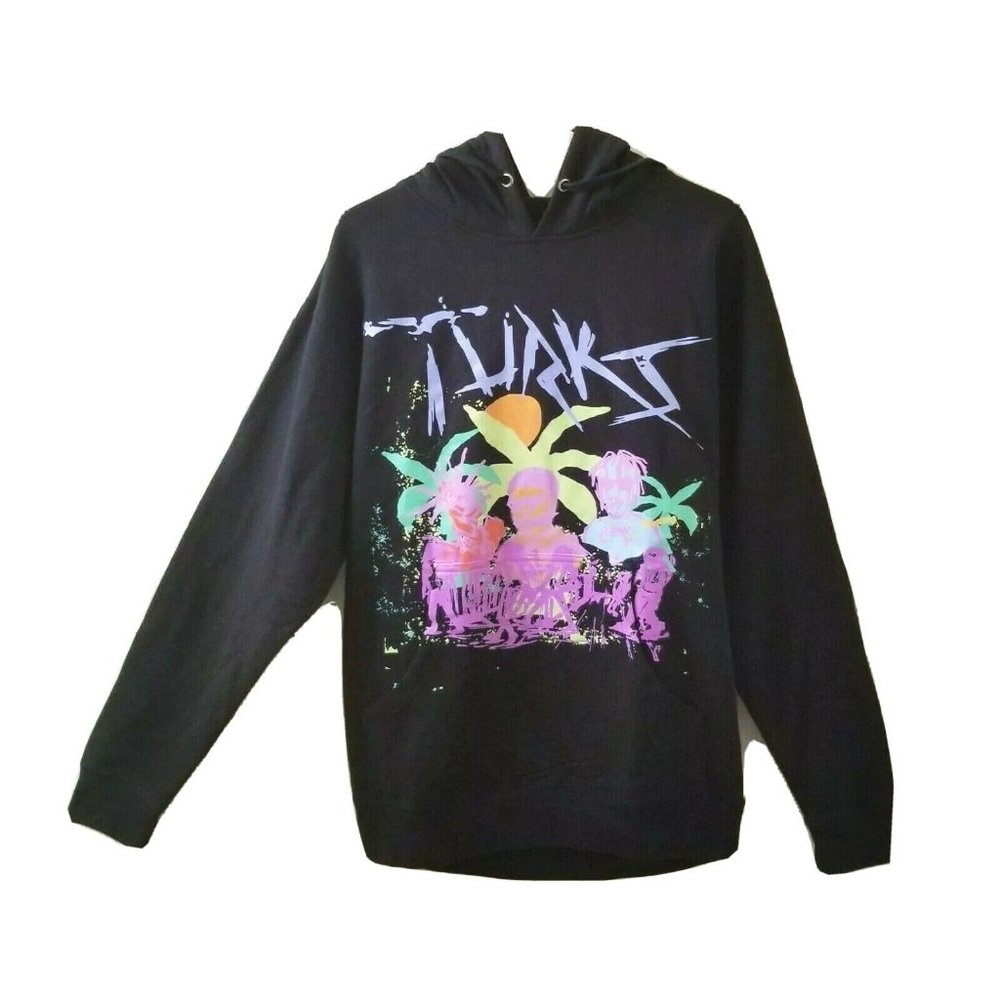 NAV XO Men's Hoodie Turks Sz Medium Black Colorful Graphic Pullover Weeknd